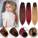 SEGO Straight Drawstring Ponytail Extension Clip In On Ponytail Hair Extensions Yaki Long Ponytail Extension for women Synthetic Hairpieces With Two Combs Wrap Around Pony Tail 27#