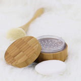 30ml/1Oz. Empty Loose Powder Container with Brush Bamboo Cosmetic Bake Make-up Loose Powder Jar with Sifter Lid and Powder Puff