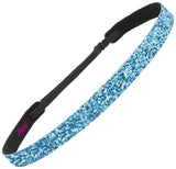 Hipsy 2pk Women's Adjustable NON SLIP Skinny Bling Glitter Headband Silver Duo Pack (Silver & Teal)