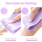 Silicone Bath Body Brush, By-Heart Back Scrubber for Shower, Silicone Body Scrubber for Men And Women, Easy To Clean Washer Exfoliating More Hygienic（Purple）