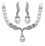 Pearls Bridal Bridesmaid Necklace Earrings Crystal Rhinestone Jewelry Set Wedding Veil J3