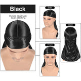 3PCS Silky Durags Pack for Men Waves, Satin Doo Rag, Award 1 Wave Cap,B