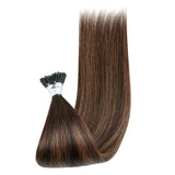 Creamily I Tip Hair Extensions Human Hair Fusion Stick Tip 16 Inch 100% Remy Hair Extensions Cold Fusion Tipped Hair Extensions for Women(#B2-6-2 Balayage Dark Brown to Golden Brown)