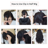 SEGO U Part Half Wig Clip in Hair Extensions One Piece Wavy Half Head U Shape Half Wig Curly Secret Hair Extension Synthetic Heat Resistant Fiber Invisible Hairpiece with 7 Clips 24 Inch Dark Brown