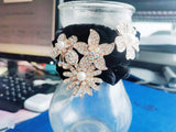 Hair Tie Rope Band Ring Crystal Beads Hair Scrunchies Crystal Rhinestone Flower Elastic Ponytail Holder for Women Girls Hair Accessories