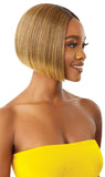 Outre THE DAILY WIG Beautiful Quick & Easy Natural Hand-tied Lace Part, Heat Friendly Premium Synthetic Short Straight Bob Blunt Cut Pre-Attached Elastic Band - DIXIE (DSRDEFC)