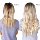 XBwig 6pcs 14 Clips Double Weft Hair Extensions 20"23 Inch Wavy Curly Straight Full Head Clip In On Hairpiece 160g（23"-Straight Silver Grey）