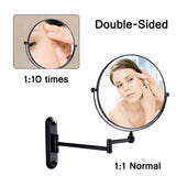 GURUN Wall Mounted Mirror Double Sided With 10X Magnification,Wall Mount Vanity Mirror Oil-Rubbed Bronze,No light,M1207O(8in,10x Magnification)
