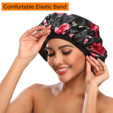 Silk Bonnet for Women, XL Large Stain Silk Bonnet for Natural Hair, Women Sleep Cap Bonnets With Comfortable Wind Band (4 Pack)