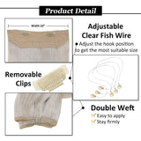 Fshine Blonde Hair Extensions Human Hair Halo Wire with Clips 80Gram Clip in Remy Natural Human Hair Crown Layered 16 Inch Invisible Hair Piece Lightest Blonde