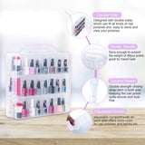 Clear Portable Nail Polish Organizer,Double -Sided Organiser,Dust-Proof,48 Bottles Adjustable Dividers Space Saver and Nail Polish Carrying Case with 2 Toe Separators-Transparent