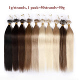 Loop Remy Hair Extensions Silicone Micro Ring Beads Stick Tipped Hair Fish Line Link Hairpieces Hand Tied 1g/Strand 50 Strands 50g Highlight 22 Inch #18/613 Light Ash Blonde mix Bleach Blonde