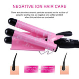 3 Barrel Curling Iron Hair Curler 25mm Quick Heated Ceramic Tourmaline Triple Barrels Curling Wand 1 Inch Professional Waver Iron Tools DIY Hair Styling for All Types of Hair (Pink)