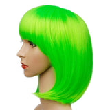 Colorful Bird Neon Green Bob Wig with Bangs Synthetic Short Straight Bob Wig Cosplay Party Wig for Girls (Fluorescent Green,12 inches)