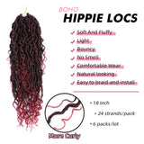 6 Packs Boho Goddess Locs Crochet Hair 18 Inch River Locs Goddess Faux Locs Crochet Hair Wavy Crochet With Curly Hair In Middle And Ends Boho Faux Locs Synthetic Hair Extension (18inch,Tbug)