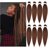 Ubeleco 8 Packs Pre-stretched Braiding Hair 24 Inch Yaki Texture Hair Extensions Hot Water Setting Professioanl Synthetic Fiber Crochet Braids (#30)