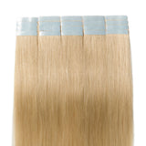 Tape in Hair Extensions Blonde 100% Remy Human Hair 12''-24'' Double Side Tape Seamless Skin Weft Rooted Tape on Natural Hair Extensions 20pcs Long Straight Silky(14 inch 60g,#613 Bleach Blonde)