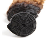 Brazilian Ombre Deep Wave Virgin Hair Weave 4 Bundles Wet and Wavy Brazilian Deep Curly Hair Bundles Ombre Human Hair Extensions Two Tone Color T1B/30(16 16 18 18)