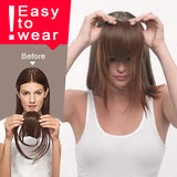 Clip in Bangs Real Human Hair Curved Bangs Natural Flat Neat Bangs with Gradual Temples One Piece Clip in Fringe Hair Extensions for Women