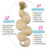 S-noilite 7A Grade Brazilian Virgin Body Wavy Human Hair Bundles Body Weave Human Hair Extensions for Women Thicker Silky Soft Blonde Hair Total 1 Bundle/100g (18 Inch #60 Platinum Blonde)