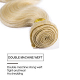 613 Blonde Hair Bundles Weft Unprocessed Brazilian Virgin Human Hair Weave Grade 7A Quality Brazilian Hair Extensions 10-24inch Weave Weft Thick Body Wave 22" / 22 inch #613 Bleach Blonde 100g