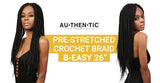 AU-THEN-TIC Authentic Crochet Braid Pre-Stretched B-Easy Braid 26" Ez Braid Braiding Hair Extensions Yaki Texture Hot Water Setting, Free Gift (5-PACK, T1B/900)