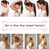 18 Inches Wrap Around Human Hair Ponytail Extensions 100% Remy Human Hair Pony Tails Long Straight Silky With Comb Clip in One Piece Pony Tail Extensions For Women #60 Platinum Blonde 90g