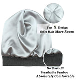 2 Pcs Satin Lined Sleeping Cap for Curly Hair Women,Outer-100% Bamboo Viscose, for Girls