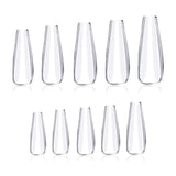 Wiselooker 500pcs Coffin False Nails Extension Tips Clear Full Cover 10 Sizes for Acrylic Nails Fake Nails Gel Nails