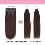 Lovrio 9A Grade Clip in Human Hair Extensions Color Chocolate Brown Big Thick Double Weft Make Full Head Remy Straight Hair Clip Ins 16 inch 120g 7 pieces 18 clips
