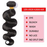 Wavy Hair Weaves Human Hair Sew in Hair 3 Bundles Extensions Weft Body Wave (20 20 20) 100g/bundle Wand Brazilian Virgin Hair #1B Natural Black