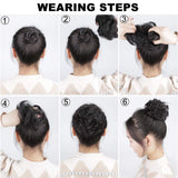 2PCS Messy Bun Hair Piece Thick Updo Scrunchies for Women Curly Wavy Messy Bun Juva Bun Extensions for Thin Hair Synthetic Chignon Hairpiece Scrunchie Scrunchy Updo Bun(8#)