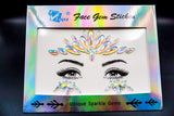 face gems makeup mermaid Face jewels festival Women Face Gems fluorescence crystal sticker rhinestone glitter temporary tattoo for halloween make up (TP361 peacock tail)