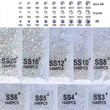 PrettyG 2880pcs SS16 Nail Crystals Bare AB Nail Art Sparkly Round Flatback Rhinestones, Non-Self-Adhesive Bab-S16