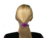 Set of 2 Bella Large Barrettes with Beads and Crystals Hair Clips for Women 0052-2purpleHotPink