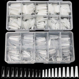 Vcedas Fake Nail Coffin Shape Long 500PCS Clear/Natural False Nails Tips Lady French Style 10 Sizes Half Cover False Nails Artificial for DIY Nail Salon Art（1000PCS）