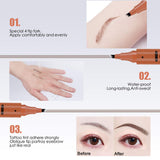 Aaiffey Eyebrow Tattoo Pen, Microblading Eyebrow Pencil, Waterproof Tattoo Eyebrow with Four Tips Micro-Fork Tip Long Lasting,Creates Natural Looking Brows Effortlessly Stays on All Day