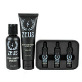 ZEUS Beard Shampoo, Beard Conditioner, and Beard Oil Sampler Set - SANDALWOOD