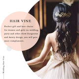 Yean Leaf Wedding Hair Vine Flower Bridal Hair Piece Crystal Rhinestone Long Headband for Women and Girls (Silver)
