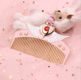 Christmas Gift Sailor Moon Makeup Comb Hair Brush Girls Hairbrush Hair Comb Girls Hairdresser (Red Heart)