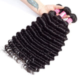 10A Brazilian Deep Wave Hair Bundles 24 Inch 100% Unprocessed 1 Bundle Deep Wave Hair Weave Bundles Deep Curly Human Hair Bundles Natural Color