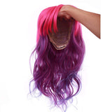 S-noilite Ombre Pink Blue Purple Cosplay Costume Wigs 24inch Long Wavy Heat Resistant Synthetic Hair Colorful Halloween Party Full Wig with Bangs for Women