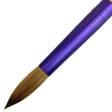 Pana (Size # 6) New Limited Edition Beige Purple Wood Handle USA 100% Pure Kolinsky Hair Acrylic Nail Brush (Purple Ferrule Round Shaped Style)