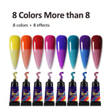 BURANO Poly Nail Gel Kit - Temperature Color Changing Poly Nail Extension Gel Rainbow 8 Colors Gel Builder for Nails All-in-One Nail Technician Set