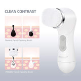 PESSIDO Facial Cleansing Brush, Waterproof Spin Face Brush Set with Holder and 6 Brush Heads, Gentle Exfoliating, Deep Cleansing, Massaging and Removing Blackhead for Women and Men (White)