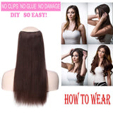 Hairro Miracle Wire Extension Human Hair 16 Inch Hidden Crown Extensions Thicker Dark Brown Secret Fish Line in Hairpiece Long Straight No Clips No Glue 90g #2