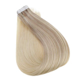Full Shine Tape in Hair Extensions Real Human Hair Balayage Tape in Extensions Seamless Hair Extensions Ombre Glue in Hair Extensions Pu Tape Hair 50 Gram