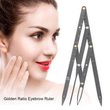 Eyebrow Ruler with Golden Ratio, Stainless Steel Eyebrow Measuring Ruler Eyebrow Caliper, Flexible Removable Ruler, Semi Permanent Eyebrow Tattoo Designing Shaping Tools, Makeup Measure Tool (Black)