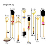 KUASU Sailor Moon Makeup Brush Set w/Pouch - Rose Gold Cosmetic Brushes With Sailor Moon Gems (JIN193)