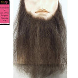 10" Long Full Face Beard Color Light Grey - Lacey Wigs Human Hair Mens Duck Dynasty Hand-Made Fake Facial Biker Amish Bundle with MaxWigs Hairloss Booklet